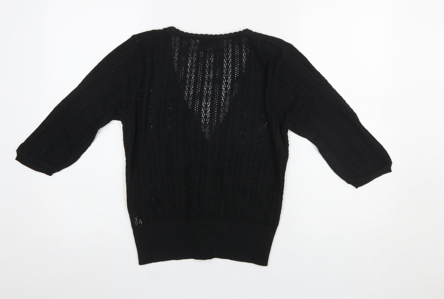 Topshop Women’s Black V-Neck Open-Knit Cardigan Size 14