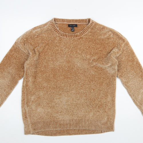 New Look Women Beige Crew Neck Pullover Jumper Medium Polyester Knit