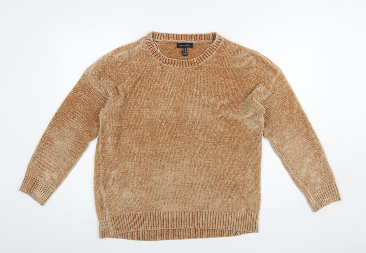 New Look Women Beige Crew Neck Pullover Jumper Medium Polyester Knit