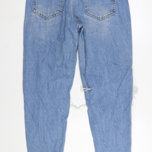 PrettyLittleThing Women's Blue Distressed Mom Jeans Size 8