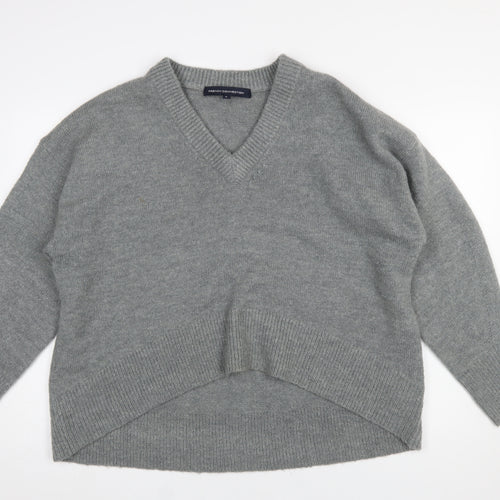 French Connection Women’s Grey V-Neck Knit Jumper Size S