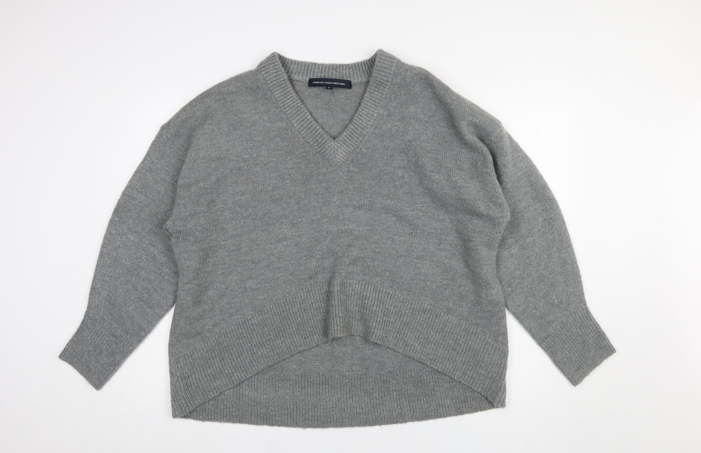 French Connection Women’s Grey V-Neck Knit Jumper Size S