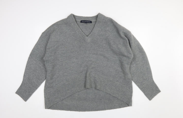 French Connection Women’s Grey V-Neck Knit Jumper Size S