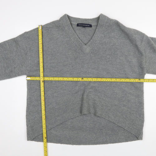 French Connection Women’s Grey V-Neck Knit Jumper Size S
