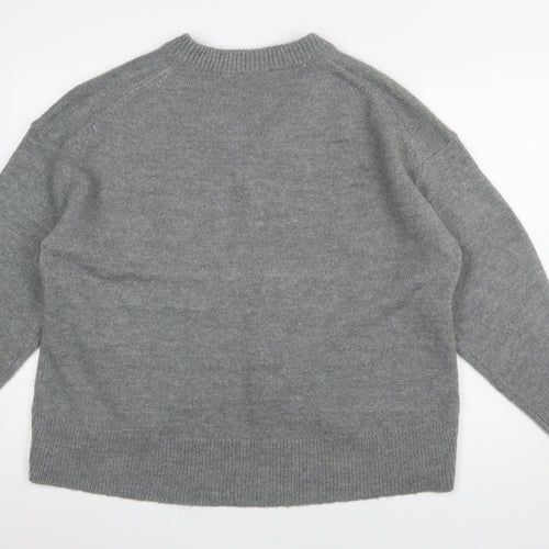 French Connection Women’s Grey V-Neck Knit Jumper Size S
