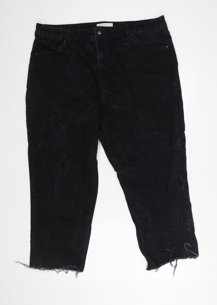 Topshop Curve Black Straight Leg Stretch Jeans UK 22 Womens Plus
