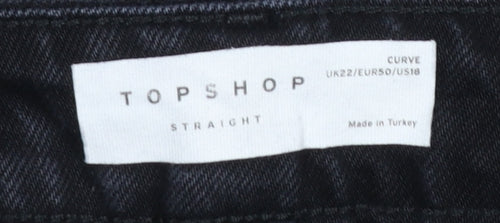 Topshop Curve Black Straight Leg Stretch Jeans UK 22 Womens Plus