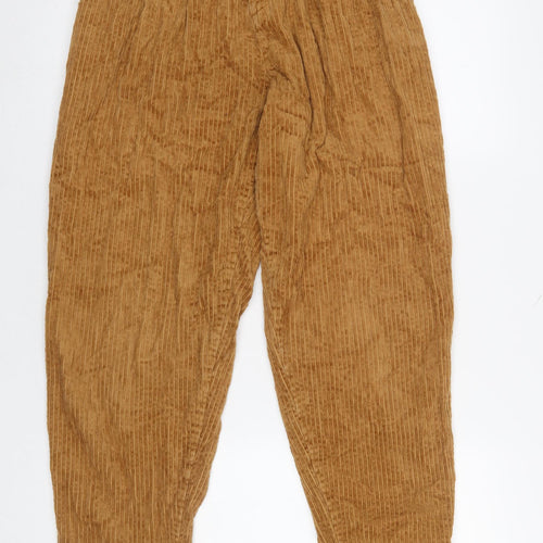 Topshop Women’s Brown Corduroy Pleated Chino Trousers Size 8