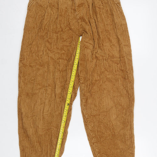 Topshop Women’s Brown Corduroy Pleated Chino Trousers Size 8
