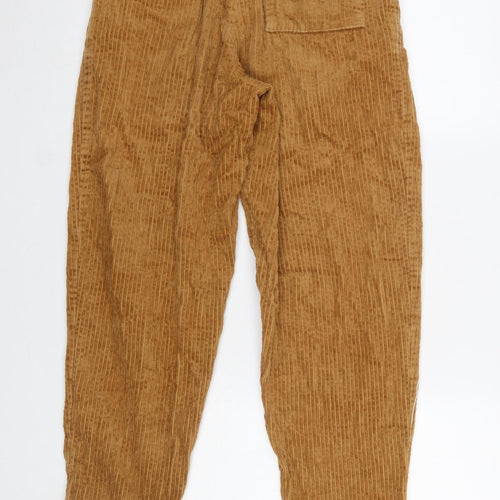 Topshop Women’s Brown Corduroy Pleated Chino Trousers Size 8