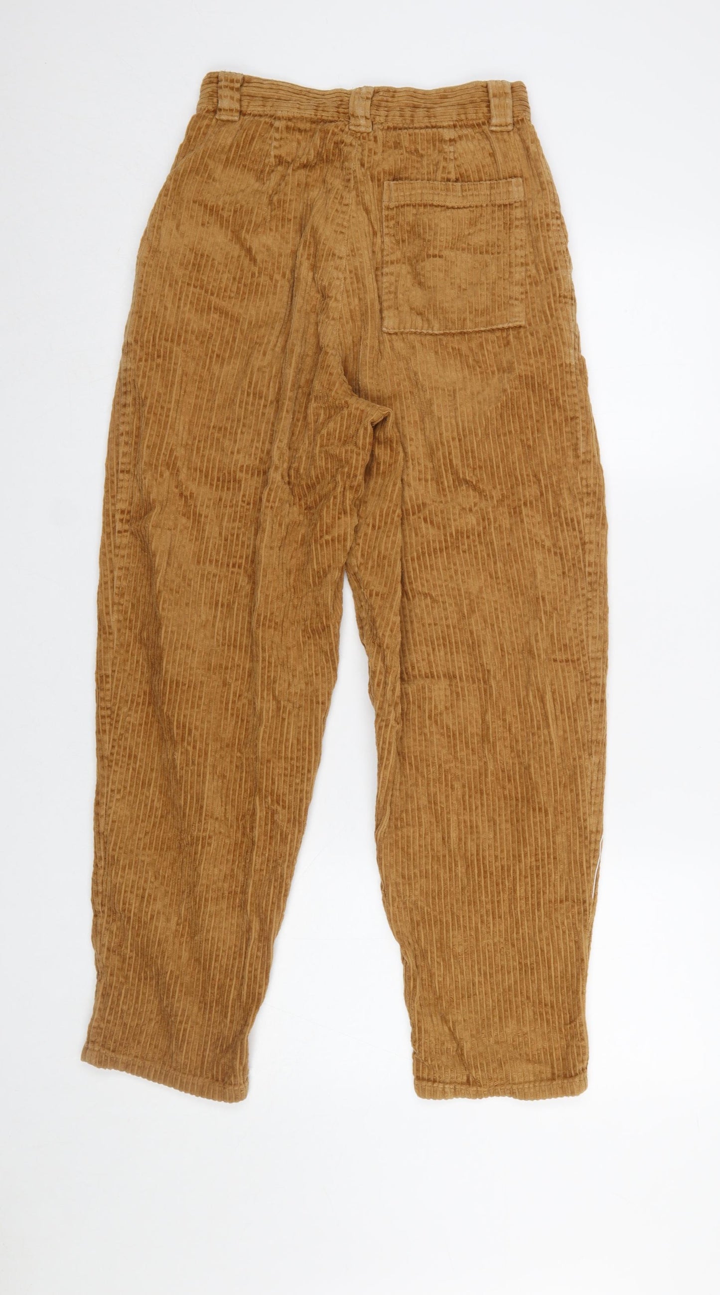 Topshop Women’s Brown Corduroy Pleated Chino Trousers Size 8