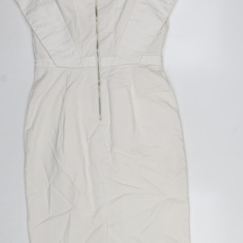 River Island Women’s Ivory Sheath Dress Size 12 Short Sleeve Knee Length