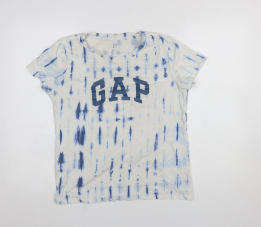 GAP Women's Blue Tie Dye Logo T-Shirt Size L