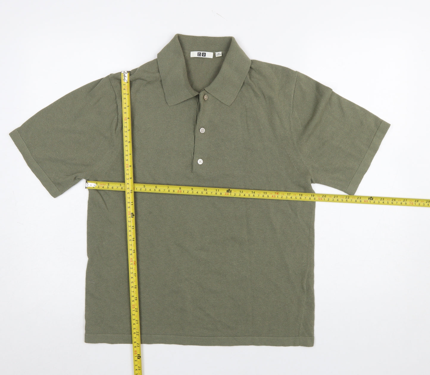 Uniqlo U Men's Green Cotton Short Sleeve Polo Shirt XS
