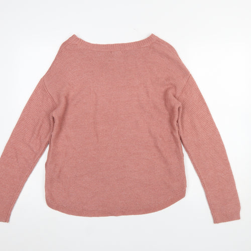Fat Face Women’s Pink Button Side Crew Neck Knit Jumper Size 10