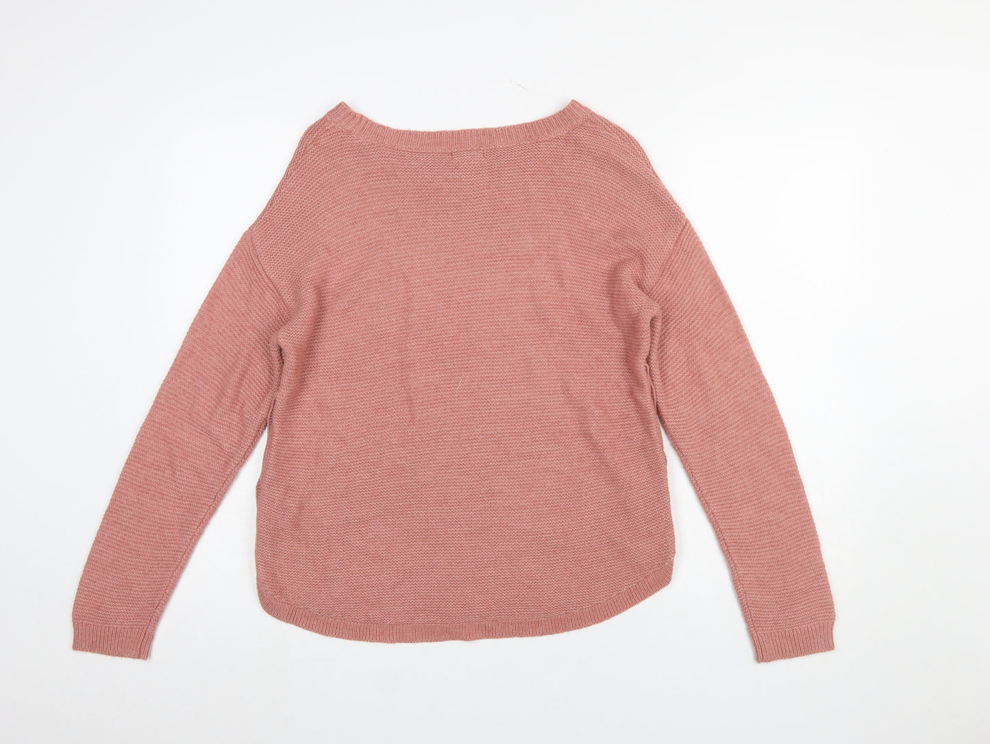 Fat Face Women’s Pink Button Side Crew Neck Knit Jumper Size 10