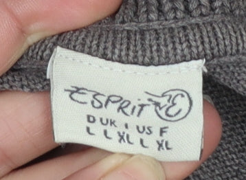 Esprit Women Brown High Neck Button Pullover Jumper L