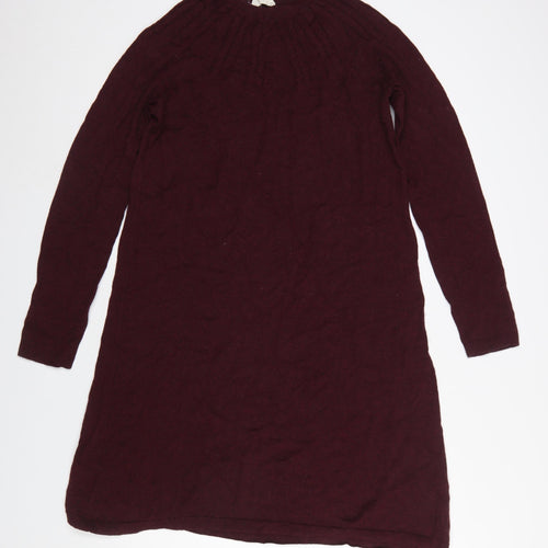 Seasalt Cornwall Women Brown Knit Shift Dress Size 12 Long Sleeve