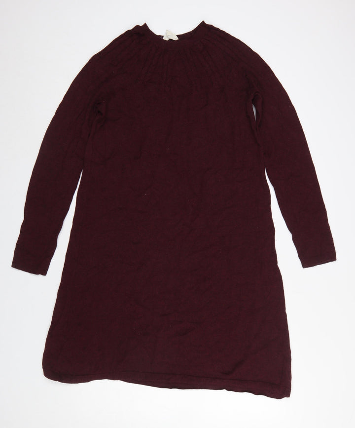 Seasalt Cornwall Women Brown Knit Shift Dress Size 12 Long Sleeve