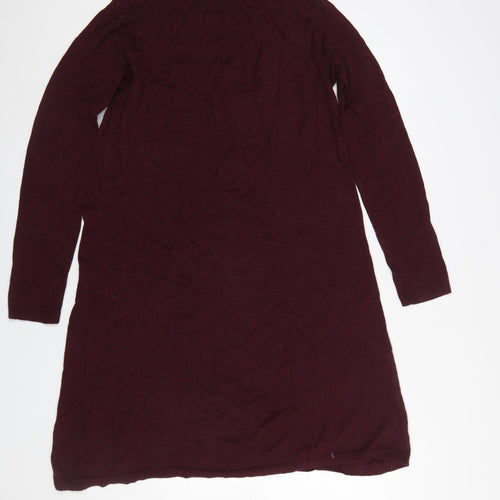 Seasalt Cornwall Women Brown Knit Shift Dress Size 12 Long Sleeve