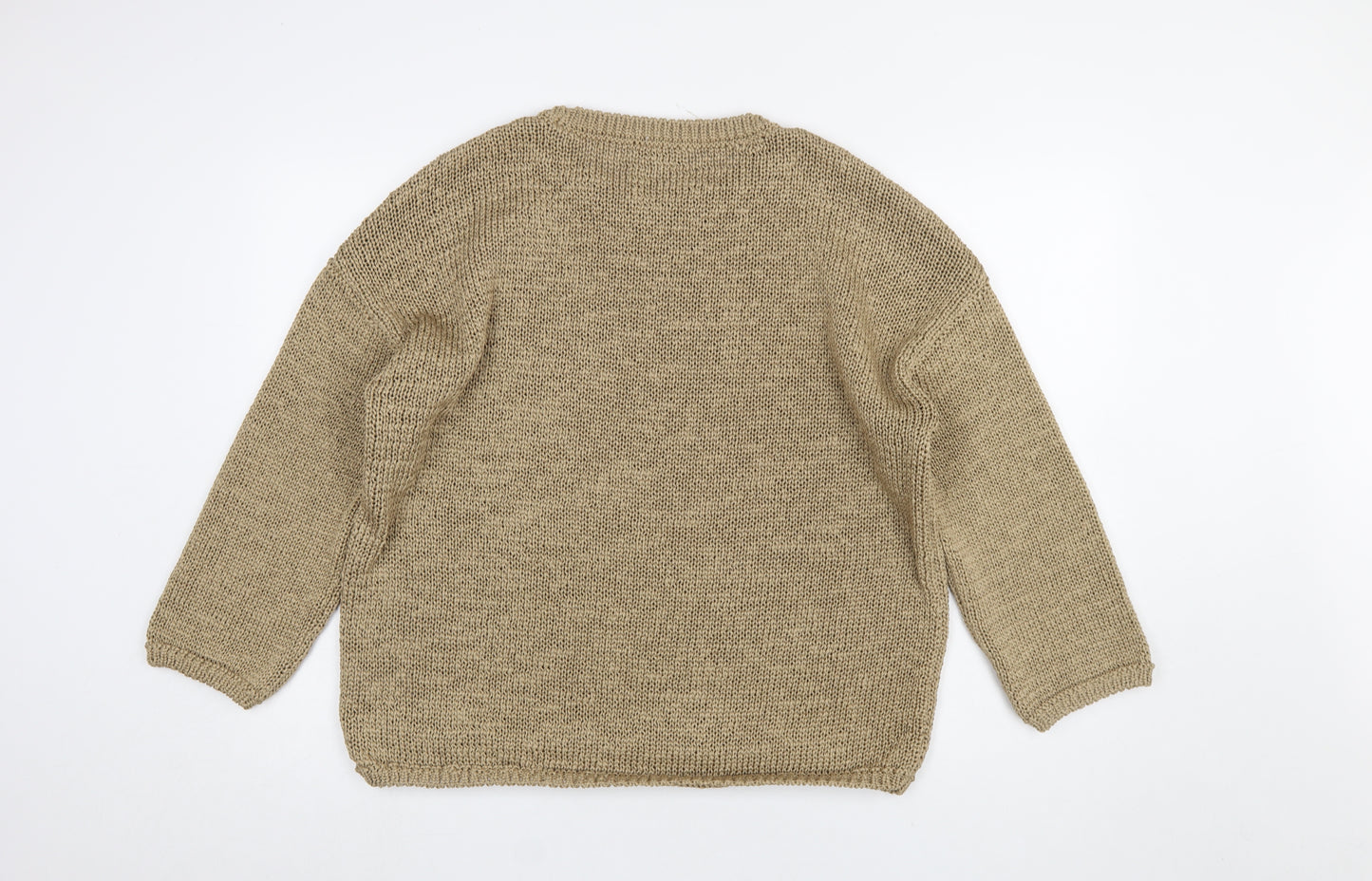 Marks and Spencer Women Beige Chunky Knit Crew Neck Jumper L