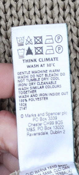 Marks and Spencer Women Beige Chunky Knit Crew Neck Jumper L