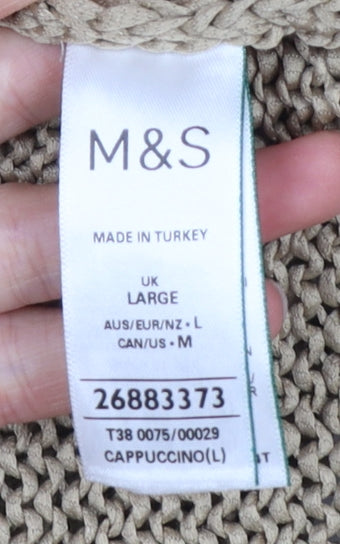 Marks and Spencer Women Beige Chunky Knit Crew Neck Jumper L
