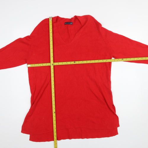 Marks and Spencer Women's Red V-Neck Long Sleeve Pullover Jumper Size 18