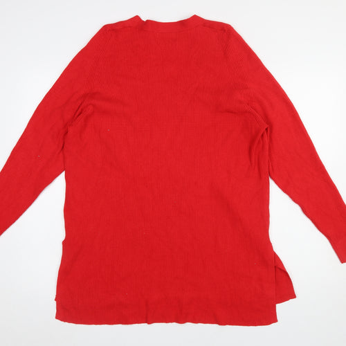 Marks and Spencer Women's Red V-Neck Long Sleeve Pullover Jumper Size 18