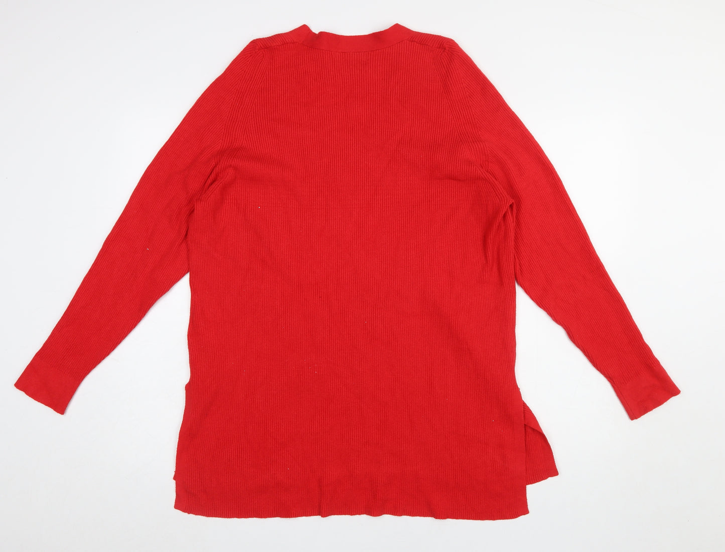 Marks and Spencer Women's Red V-Neck Long Sleeve Pullover Jumper Size 18