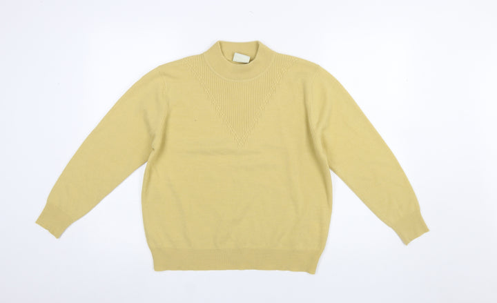 Eastex Women Beige Wool Blend Mock Neck Jumper Size 12