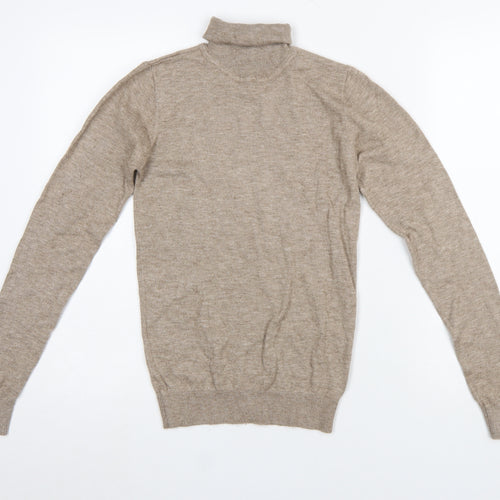 OBJECT Womens Beige Roll Neck Knit Jumper XS