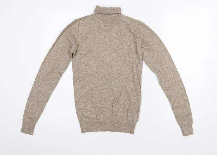 OBJECT Womens Beige Roll Neck Knit Jumper XS
