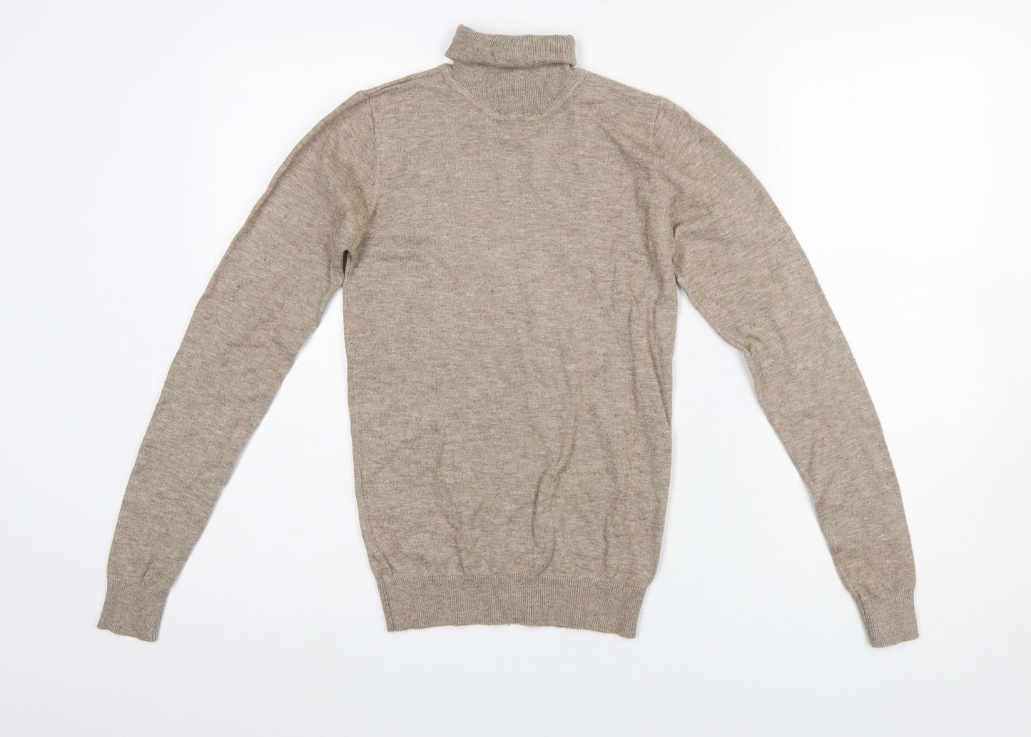 OBJECT Womens Beige Roll Neck Knit Jumper XS