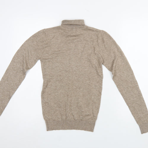 OBJECT Womens Beige Roll Neck Knit Jumper XS
