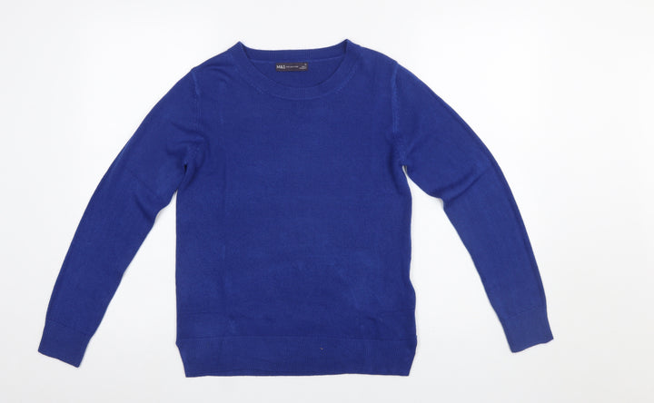 Marks and Spencer Womens Blue Acrylic Crew Neck Jumper Size 10