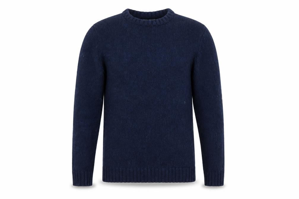 Charles Wilson Men's Blue Wool Cotton Crew Neck Jumper Size S