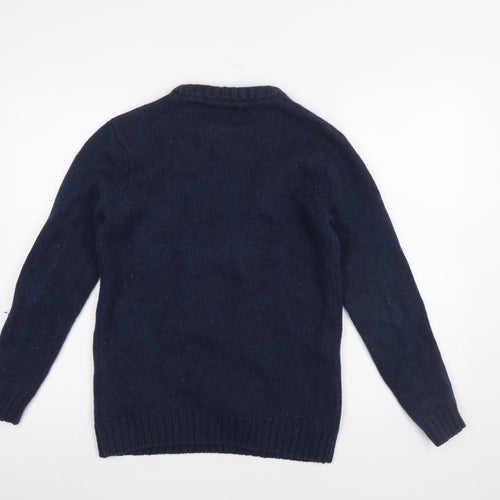 Charles Wilson Men's Blue Wool Cotton Crew Neck Jumper Size S