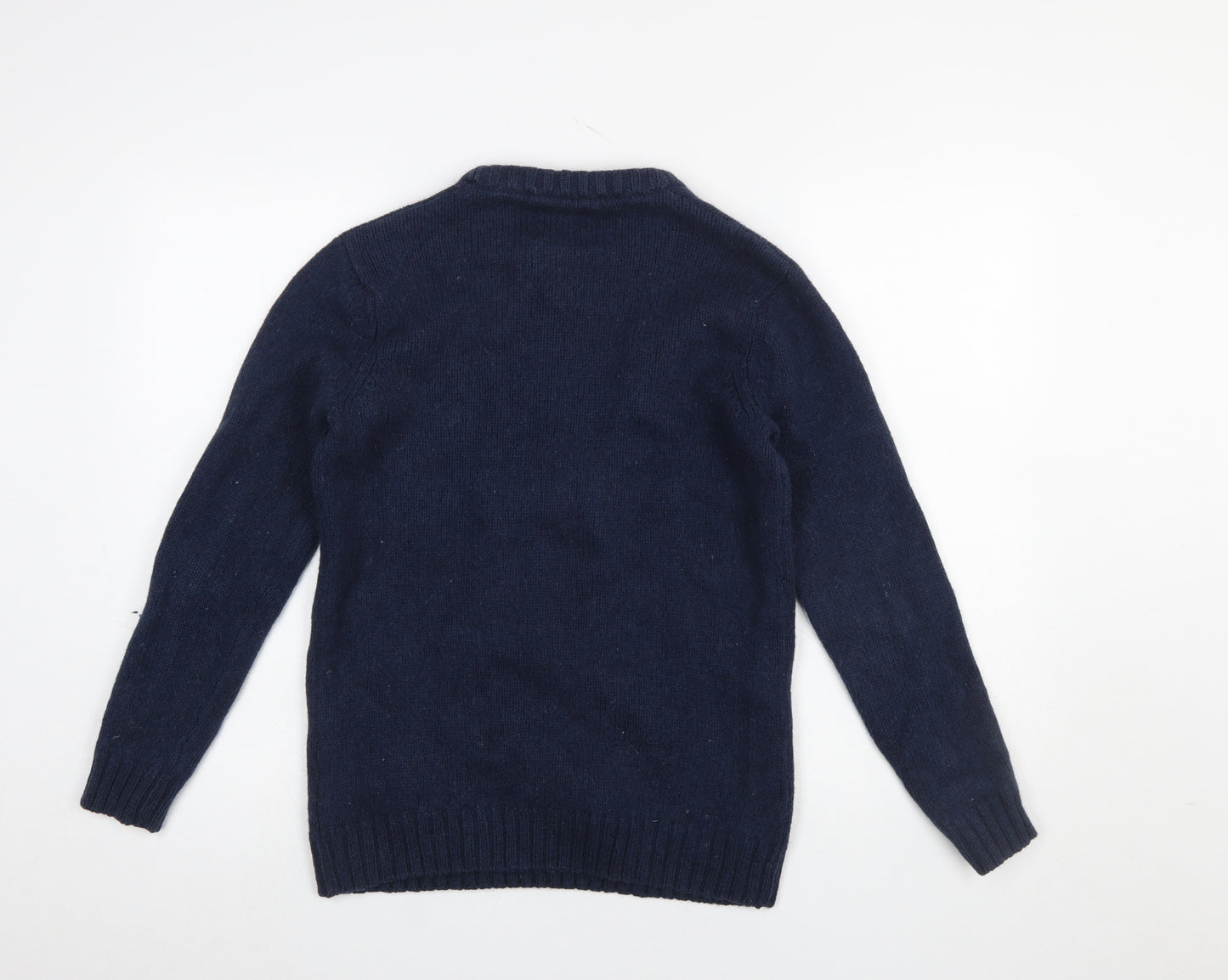 Charles Wilson Men's Blue Wool Cotton Crew Neck Jumper Size S