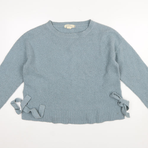 H&M L.O.G.G. Women Blue Bow Side Knit Jumper Size 12