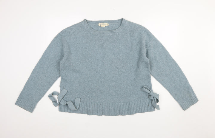 H&M L.O.G.G. Women Blue Bow Side Knit Jumper Size 12