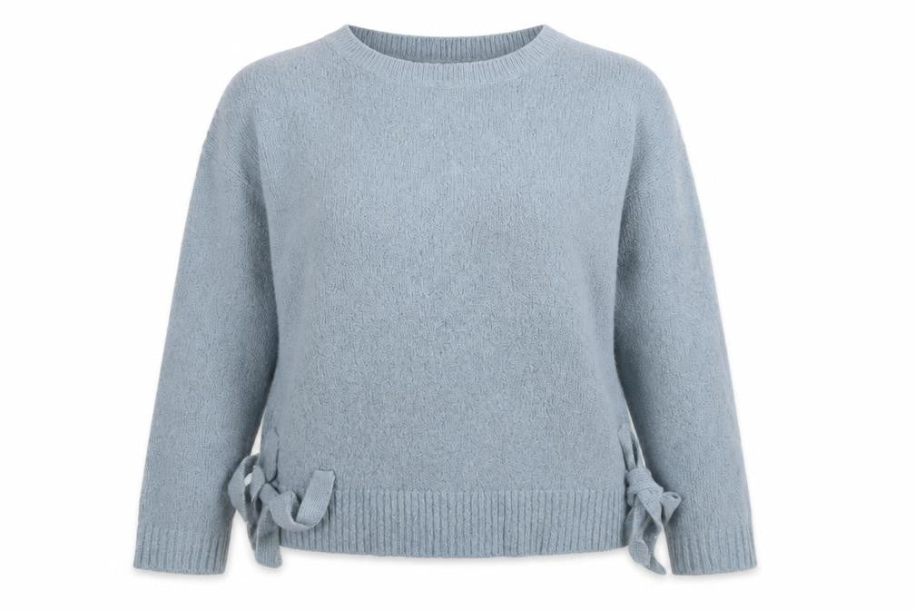H&M L.O.G.G. Women Blue Bow Side Knit Jumper Size 12