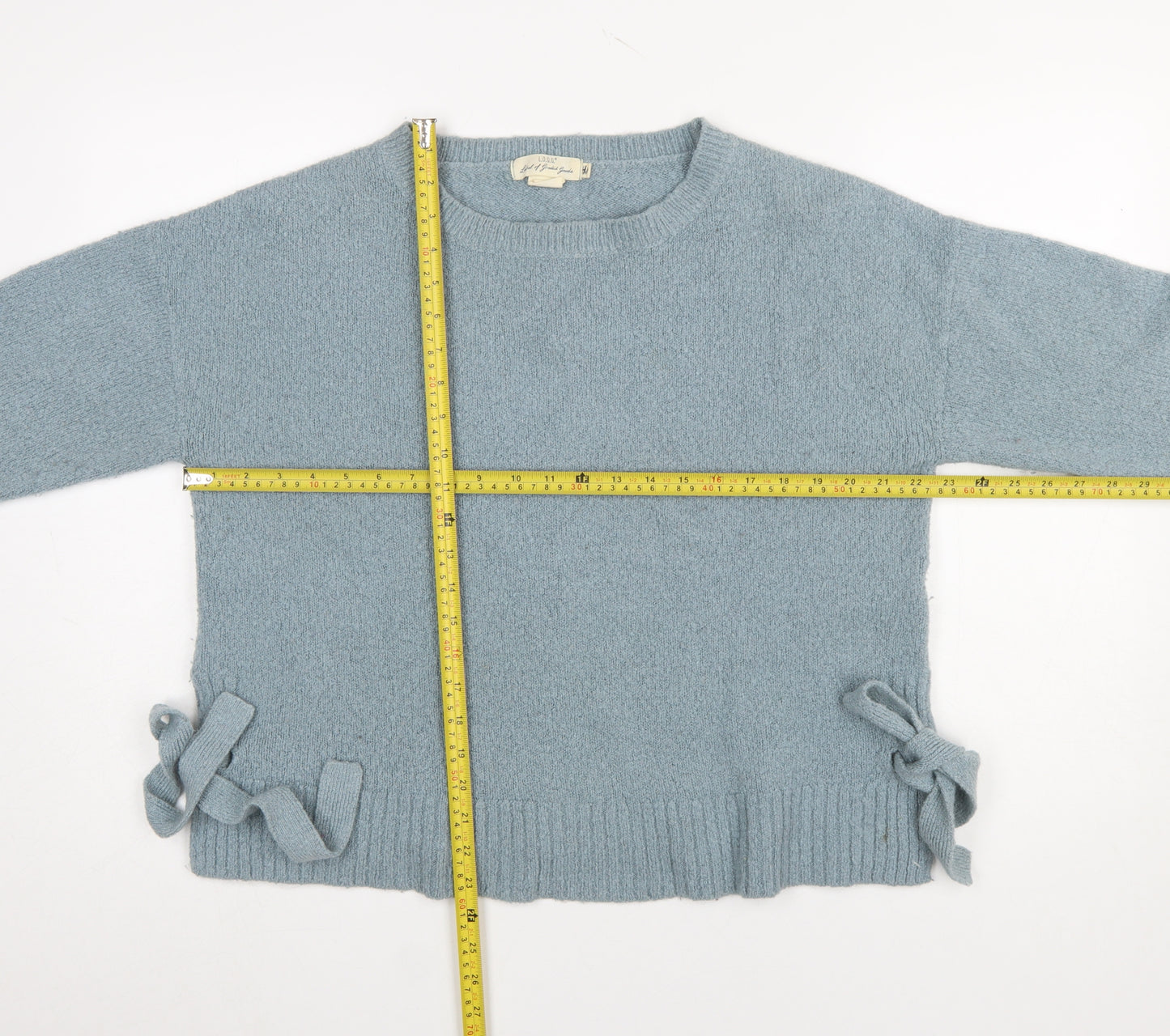 H&M L.O.G.G. Women Blue Bow Side Knit Jumper Size 12