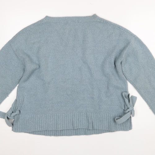 H&M L.O.G.G. Women Blue Bow Side Knit Jumper Size 12