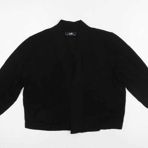 Wallis Women’s Black Knit Cardigan M V-Neck Button Cuff Lightweight