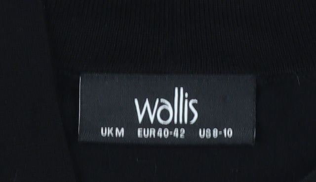 Wallis Women’s Black Knit Cardigan M V-Neck Button Cuff Lightweight