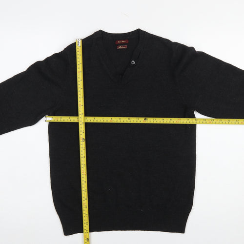 River Island Men's Black V-Neck Wool Blend Jumper Medium