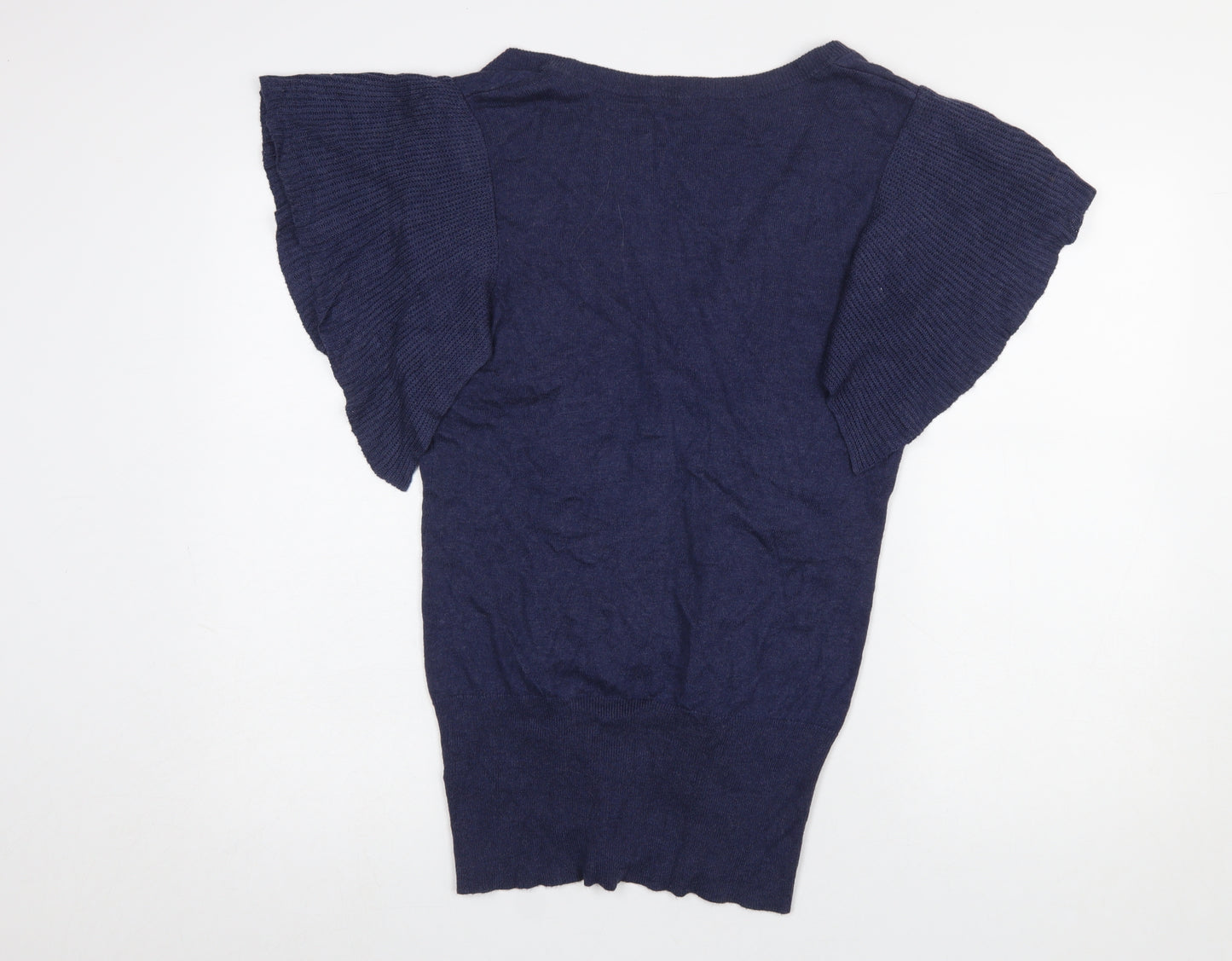 Marks and Spencer Women's Blue Ruffle V-Neck Cardigan Size 12