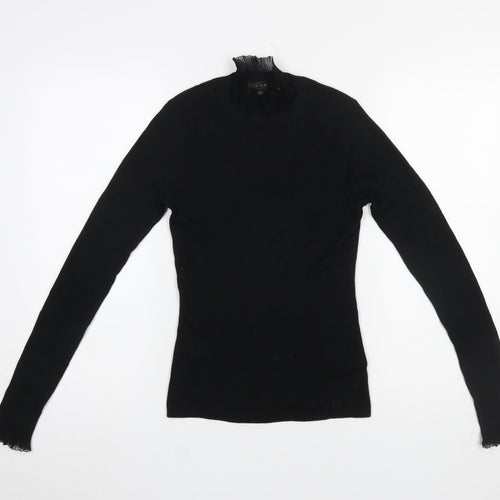 Ted Baker Women’s Black Slim Fit High Neck Long Sleeve Pullover Jumper Size 10