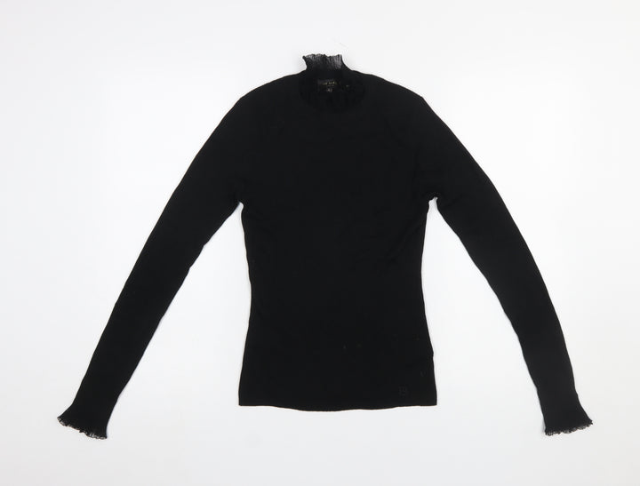 Ted Baker Women’s Black Slim Fit High Neck Long Sleeve Pullover Jumper Size 10